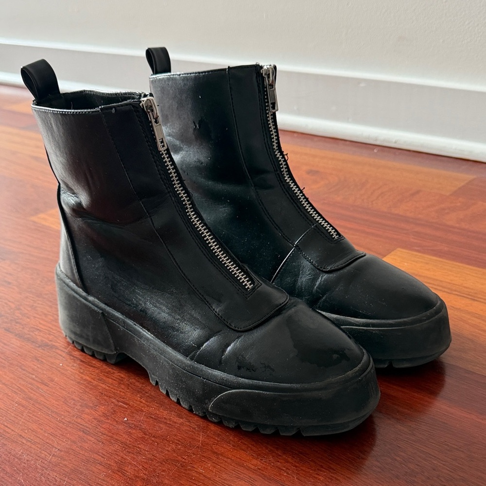 ASOS Black Chunky Ankle Boots with Zipper